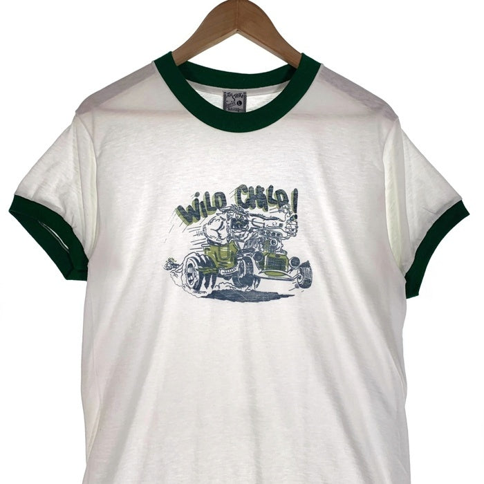 90's Ten STRIKE テンストライク WILD CHiLD ! Ringer T Shirts 半袖 リンガー Tシャツ ホワイト グリーン Size L 福生店