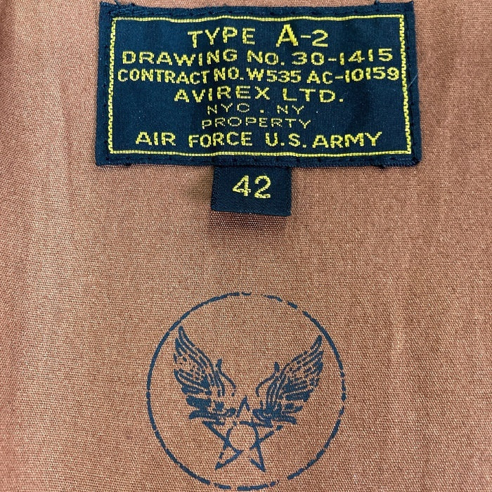 AVIREX アヴィレックス 6111016 A-2 ホースハイド ペイント フライトジャケット ブラウン size42 瑞穂店