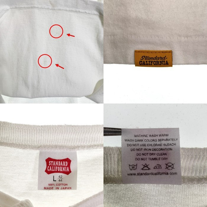 STANDARD CALIFORNIA スタンダードカリフォルニア Henry Neck ヘンリーネック  ロングスリーブTシャツ 長袖 ラグランスリーブ ホワイト Size L 福生店