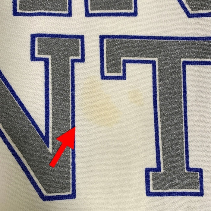 90's THE MAIN EVENT SPORTS BAR & GRILL Pontiac Silverdome シルバードーム スタジアム プリント クルーネックスウェットトレーナー ストライプ ホワイト ブルー USA製 Size M 福生店