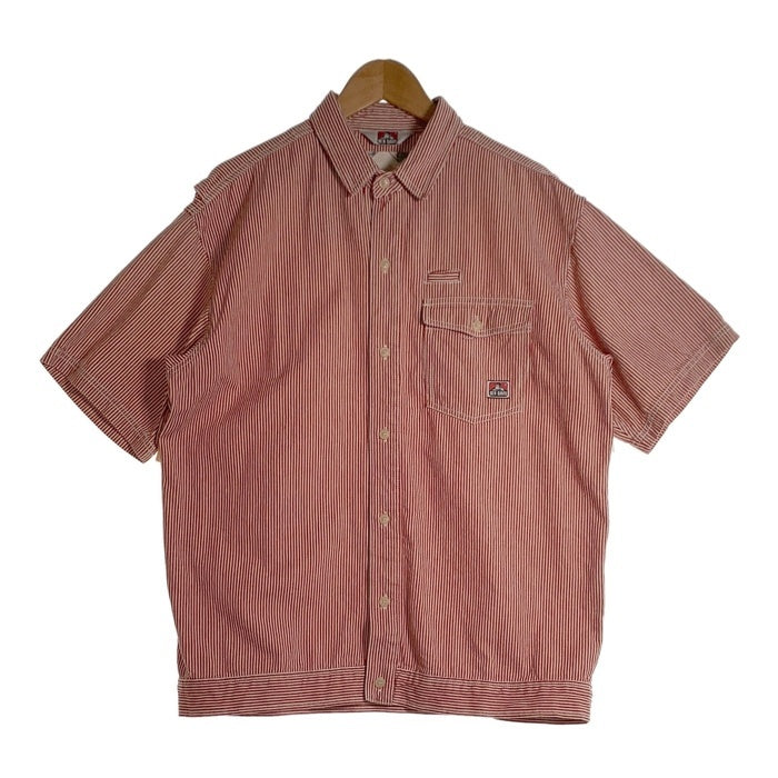 BEN DAVIS ベン デイビス ヒッコリー 半袖 シャツ レッド Size L 福生店