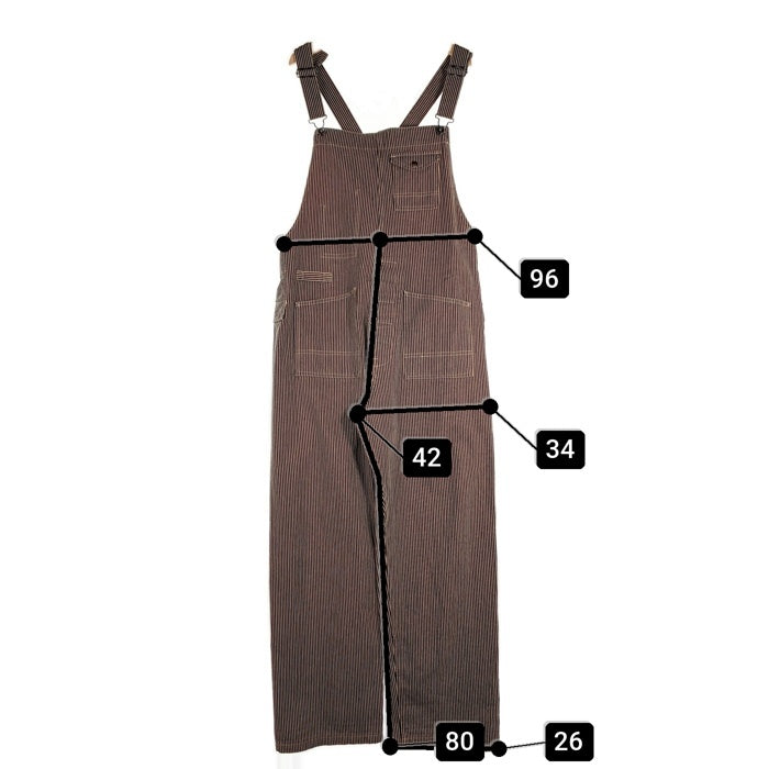 AT-DIRTY アットダーティー ヒッコリーストライプ オーバーオール ブラウン CKS1015 Size L 福生店