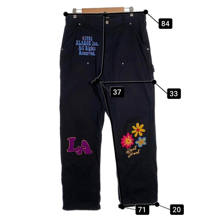 XLARGE エクストララージ DAISY DOUBLE KNEE WORK PANTS デイジーダブルニーワークパンツ ブラック 101231031008 Size 34 福生店