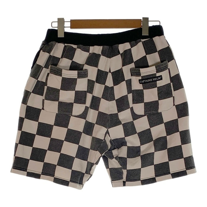 CAPTAINS HELM キャプテンズヘルム 24SS CHECKER SHORT チェッカーフラッグ スウェットショートパンツ ウォッシュ加工 ブラック ホワイト Size L 福生店