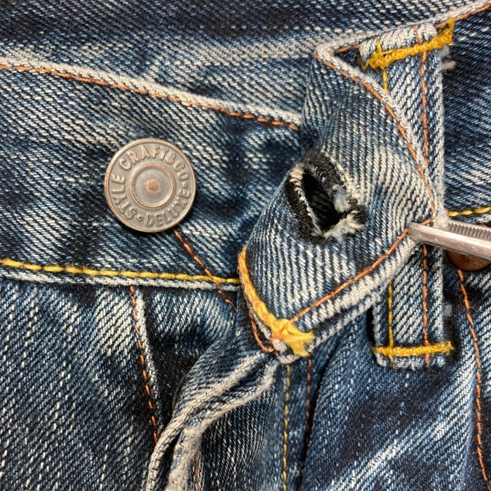 EVISU エヴィス Lot2001 ボタンフライ テーパードデニムパンツ ジーンズ ライトブルー Size 30×32 瑞穂店