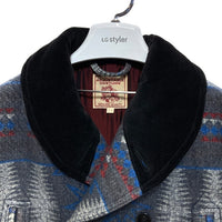 ADJUSTABLE COSTUME アジャスタブルコスチューム ネイティブ柄 ダブルブレスト ショールカラーコート グレー Size 38 瑞穂店