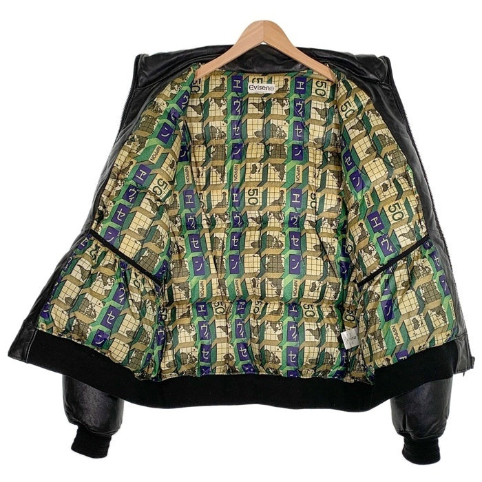 Evisen Skateboards エビセン スケートボード WYE'Ⅱ BE BACK LEATHER DOWN 羊革 ラムレザー ダウン ジャケット ブラック Size XL 福生店