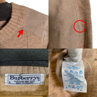 Burberrys バーバリー ショルダー エルボーパッチ ウールニットセーター ベージュ イングランド製 Size L 福生店