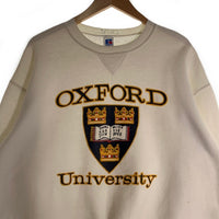 90's RUSSELL ATHLETIC ラッセル アスレチックス OXFORD University オックスフォード ユニバーシティー クルーネック スウェット ホワイト USA製 Size XL 福生店