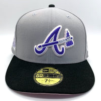 NEW ERA ニューエラ 59FIFTY Atlanta Braves アトランタ ブレーブス ベースボールキャップ グレー ブラック サイドパッチ Size 7 1/4 (57.7cm) 福生店