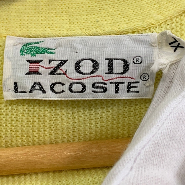 70's LACOSTE ラコステ IZOD アイゾッド アクリル ニットカーディガン イエロー Size XL 福生店