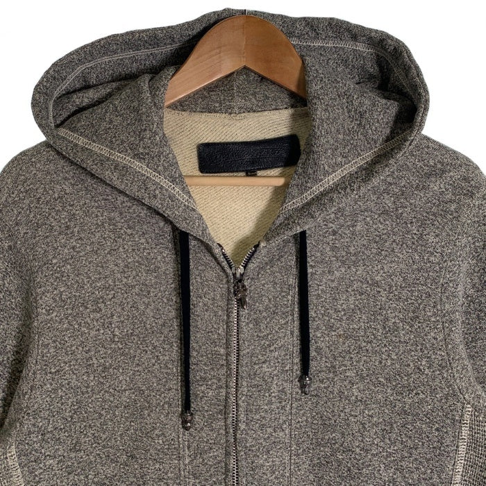 Chrome Hearts クロムハーツ ジップアップスウェットパーカー ダガー CHクロスレザーパッチ ボロチップ グレー 並行品 Size M 福生店