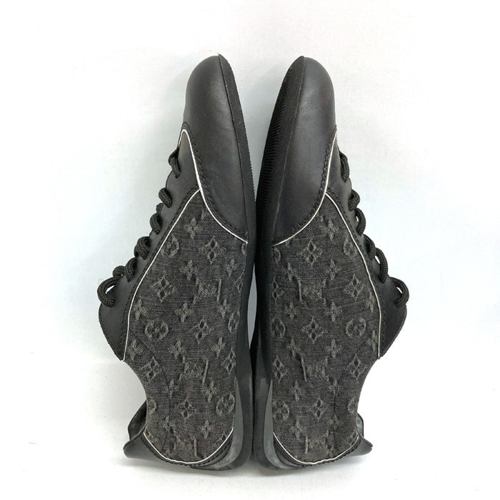 LOUIS VUITTON ルイヴィトン モノグラムデニム キャンバス×レザー ロゴ刺繍 スニーカー ブラック size38 瑞穂店