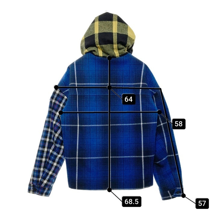 TOMMY JEANS トミージーンズ MIX PLAID JACKET チェック柄 フード付きボタンジャケット ブルー sizeS 瑞穂店