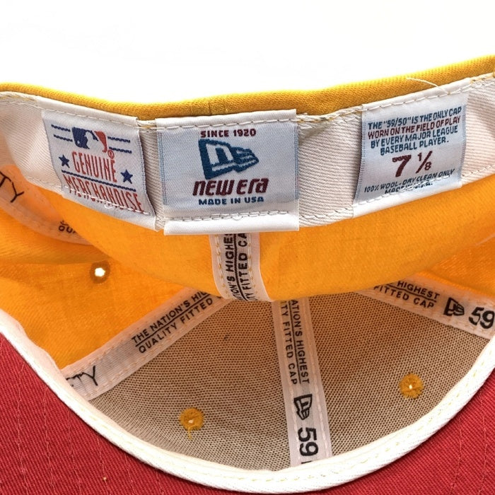 90's New Era ニューエラ MLB ニューヨーク・ヤンキース 59FIFTY ベースボールキャップ イエロー ウール USA製 Size 7 1/8 (56.8cm) 福生店