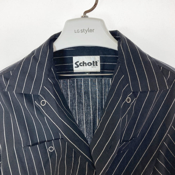 Schott ショット 3125084 ストライプ ワークシャツ ブラック sizeM 瑞穂店