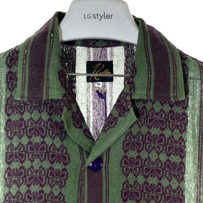 Needles ニードルズ 23SS Cabana Shirt カバナシャツ 開襟 半袖 ジャカード グリーン パープル MR242 Size M 瑞穂店