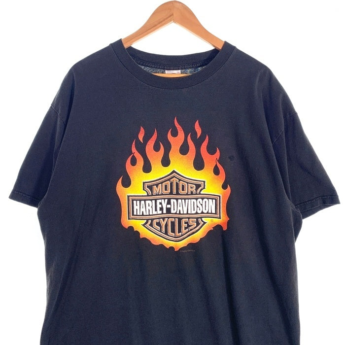 00's Harley-Davidson ハーレーダビッドソン バー&シールド フレイム プリント Tシャツ ブラック DELTA Size XL 福生店