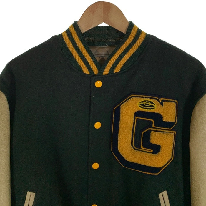 80's~ Golden Bear ゴールデンベアー 袖革 ウール アワードジャケット スタジャン グリーン USA製 Size M 福生店