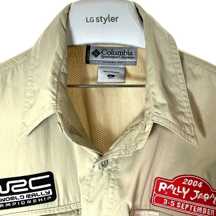 Columbia コロンビア GRT 2004 WRC RALLY JAPAN 支給品 フィッシングシャツ ベージュ sizeL 瑞穂店