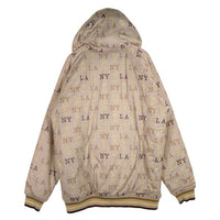 Kno betta ノーベター NY LA プリント ジップアップ 中綿ジャケット ベージュ HIPHOP Size 2XL 福生店