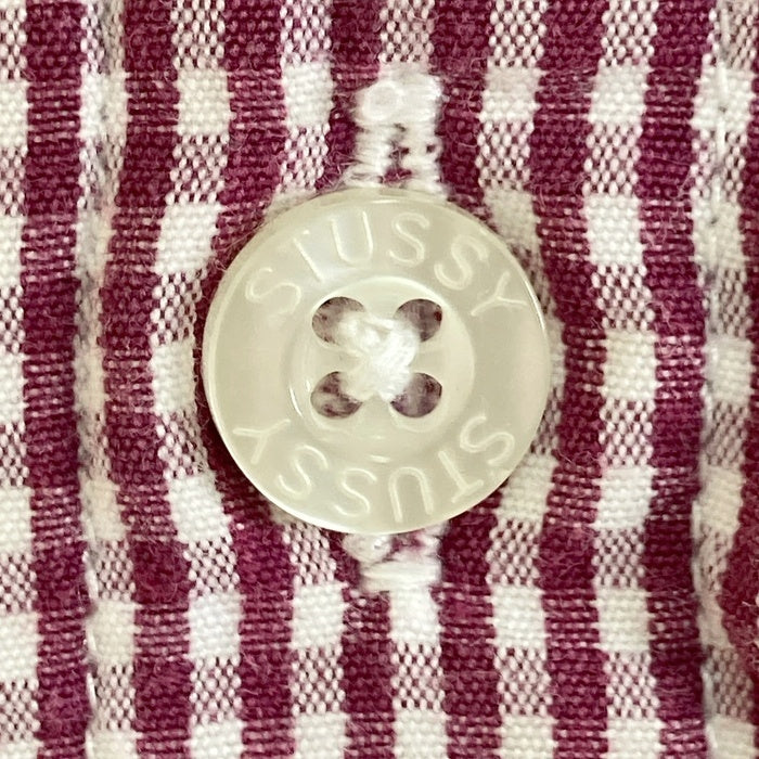 STUSSY ステューシー AUTHENTIC ギンガムチェック 半袖シャツ パープル×ホワイト sizeXL 瑞穂店