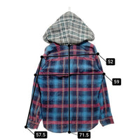 SAUGATUCK ソーガタック プリントネル フード付きシャツ ブルー size- 瑞穂店