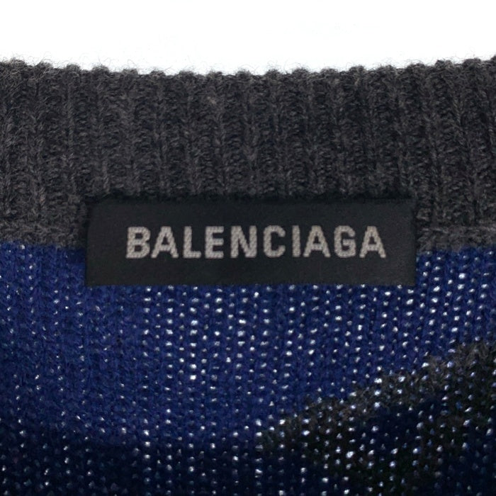 BALENCIAGA バレンシアガ 20AW ALL OVER LOGO CREWNECK クルーネック ニット セーター グレー 623283 T1567 Size M 福生店