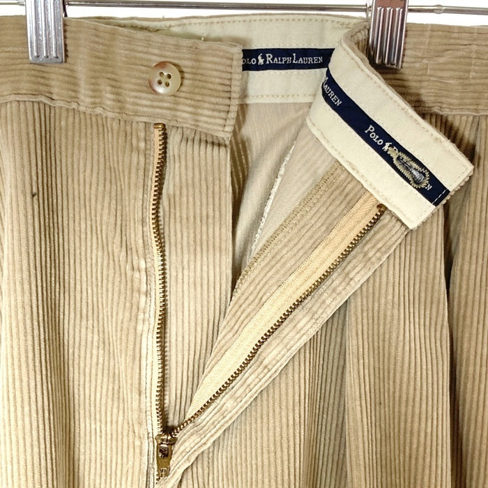 Polo Ralph Lauren ポロラルフローレン メキシコ製 POLO CORDS ツータック コーデュロイパンツ ベージュ size35 瑞穂店