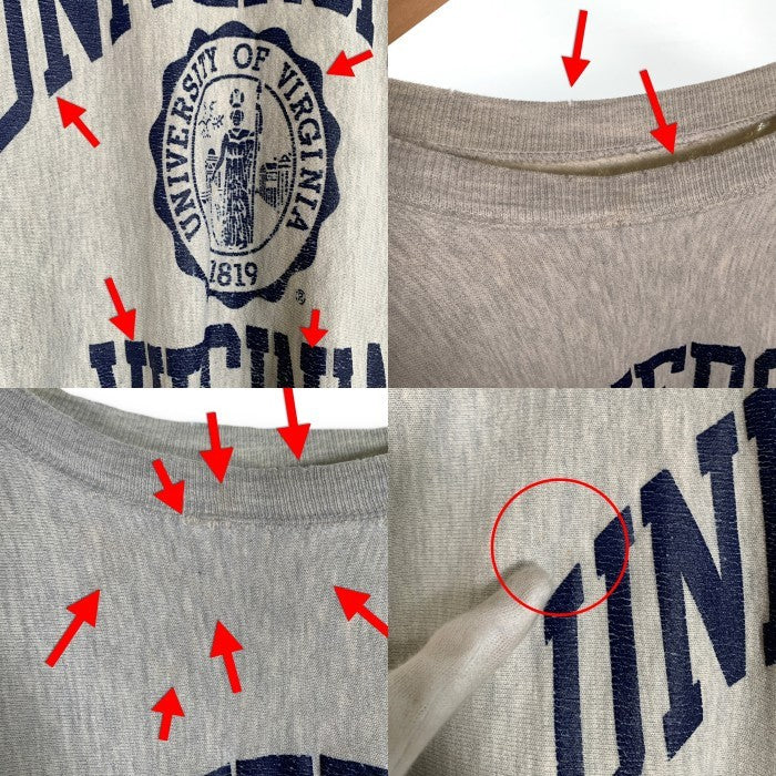 90`s Champion チャンピオン UNIVERSITY VIRGINIA リバースウィーブ プリント クルーネックスウェットトレーナー アッシュグレー Size L-XL 相当 福生店