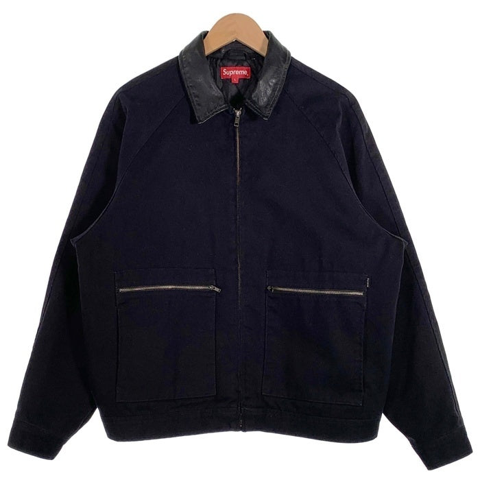SUPREME シュプリーム 20AW Leather Collar Work Jacket レザーカラー ワークジャケット ブラック Size L 福生店