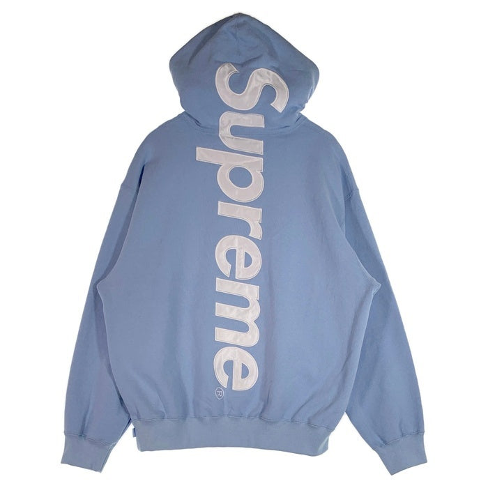 SUPREME シュプリーム 24AW Satin Applique Hooded Sweatshirt サテンアップリケ プルオーバースウェットパーカー フーディ ライトブルー Size L 福生店