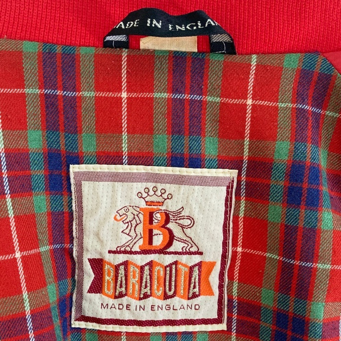 BARACUTA バラクータ G9 裏地チェック柄 スウィングトップ OPTIジップ ブルゾン レッド size42 瑞穂店