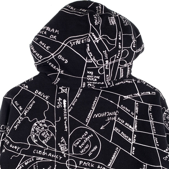 SUPREME シュプリーム 19SS Gonz Embroidered Map Hooded ゴンズ エンブロイダードマップ プルオーバースウェットパーカー ブラック Size S 福生店