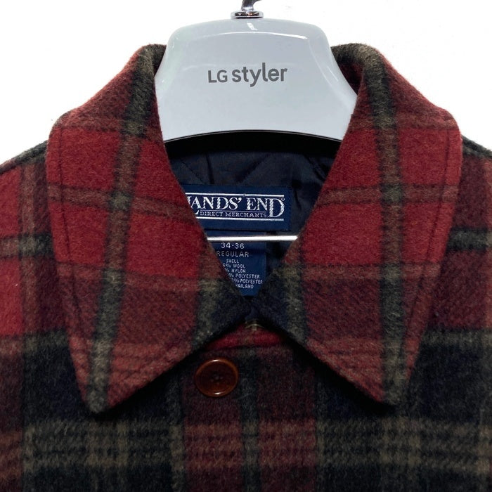 LAND'S END ランズエンド 90S キルティング チェック柄 ウールコート レッド sizeS 瑞穂店