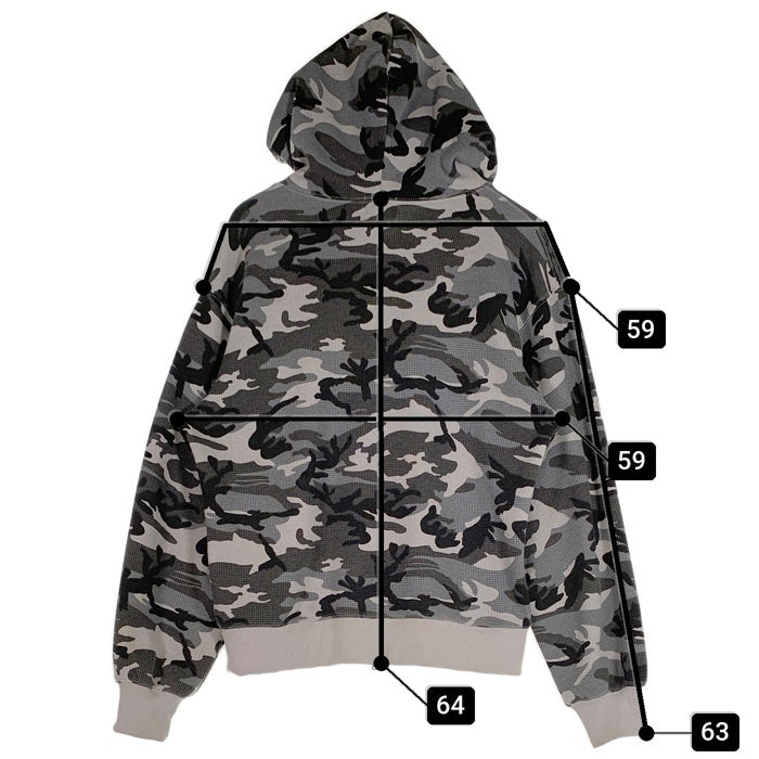 9090 ナインティナインティ King Logo Thermal Zip Hoodie サーマル ジップアップパーカー フーディー グレー NN1931 Size L 福生店