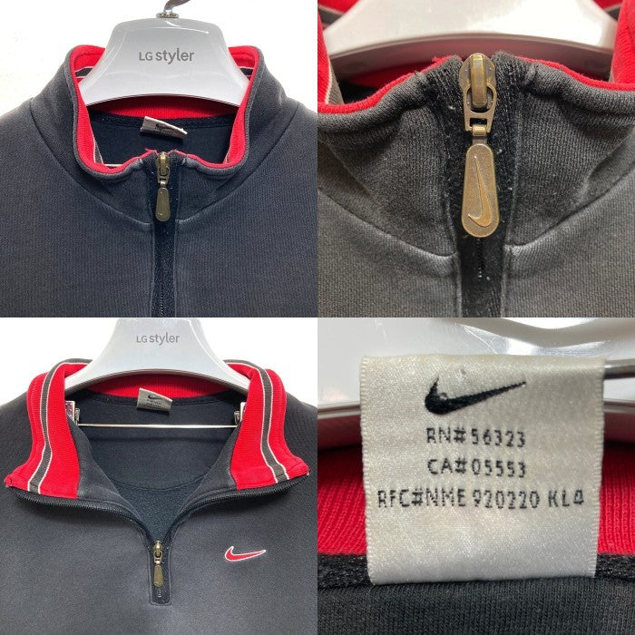 NIKE ナイキ 刺繍ロゴ ハーフジップ スウェット トレーナー ブラック sizeM 瑞穂店