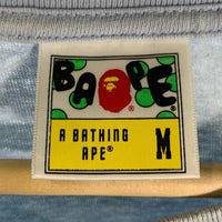 A BATHING APE アベイシングエイプ TEXT CODE CAMO SHARK TEE シャークプリント Tシャツ ライトブルー 001TEJ301018M Size M 福生店
