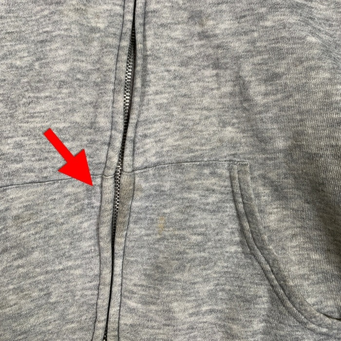 70-80's ブランド不明 ダブルフェイス ジップアップパーカー グレー 内サーマル アルミYKK片爪 短丈 Size XL 相当 福生店
