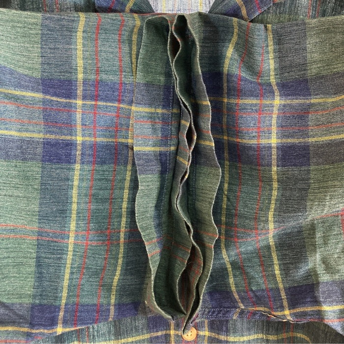 L.L.Bean エルエルビーン リネン混 オープンカラー 半袖シャツ グリーン×ブルー sizeL 瑞穂店