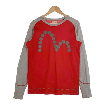 EVISU エヴィス カモメプリント ロングスリーブTシャツ フリーダムスリーブ レッド グレー Size 40 福生店