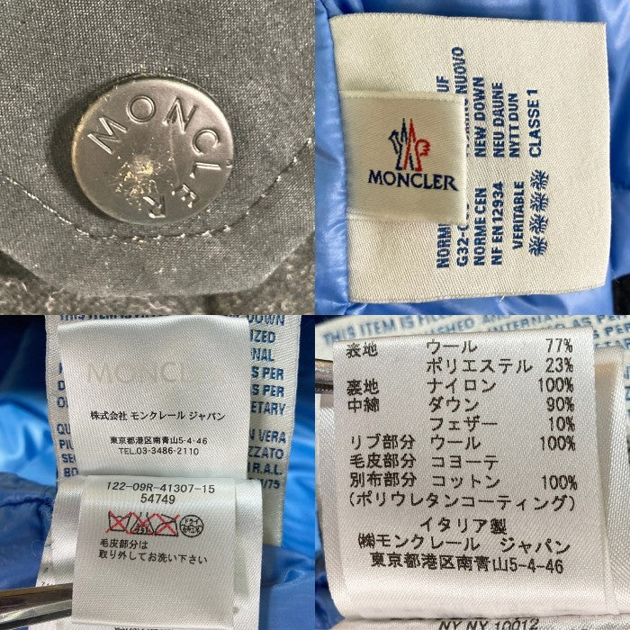 MONCLER モンクレール 122-09R-41307-15 FAIRFIELD GIUBBOTTO ウール ファー ダウンジャケット ブラック size0 瑞穂店