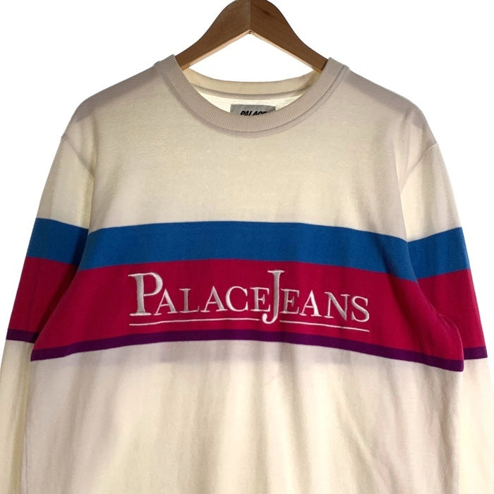 PALACE パレス 17FW Palace Jean 刺繍 クルーネック スウェット ホワイト ピンク ブルー Size L 福生店