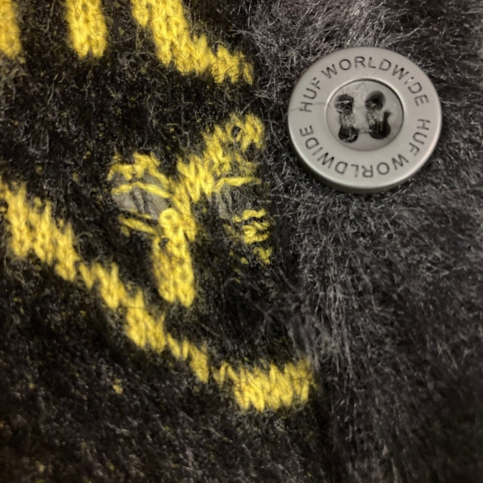 HUF ハフ BLAH KNIT CARDIGAN ニットカーディガン ブラックxイエロー sizeM 瑞穂店