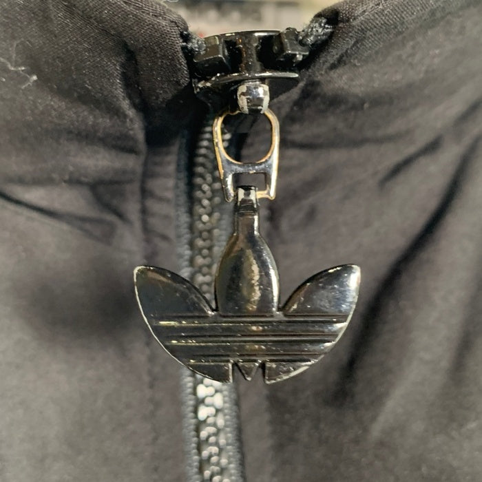 90-00's adidas アディダス スリーストライプ トラックジャケット トレフォイル刺繡 ブラック 万国旗タグ ベトナム製 Size L 福生店