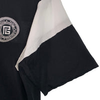 BALMAIN PARIS バルマン サークルワッペン ライン切替カットソー Tシャツ ブラック ホワイト Size XS 福生店