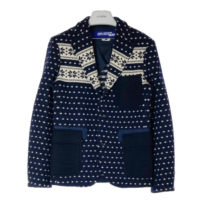 JUNYA WATANABE COMME des GARCONS MAN ジュンヤワタナベ コムデギャルソンマン WH-J010 AD2011 ノルディック柄 ウール ニット テーラードジャケット ネイビー sizeM 瑞穂店