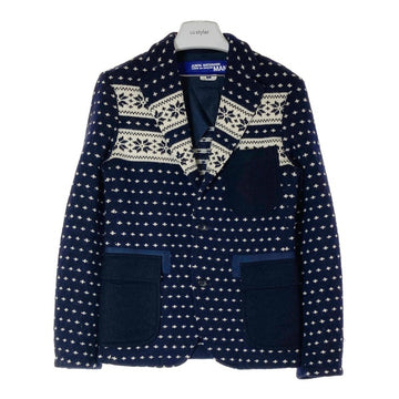 JUNYA WATANABE COMME des GARCONS MAN ジュンヤワタナベ コムデギャルソンマン WH-J010 AD2011 ノルディック柄 ウール ニット テーラードジャケット ネイビー sizeM 瑞穂店