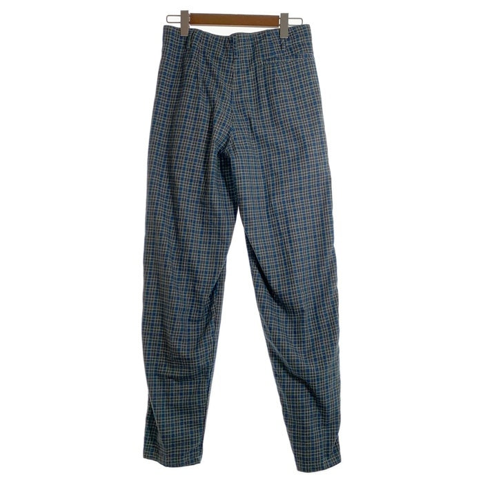 80's STUSSY ステューシー コットン チェック柄 1タックスラックス パンツ グリーン ブルー USA製 黒タグ Size 32 福生店