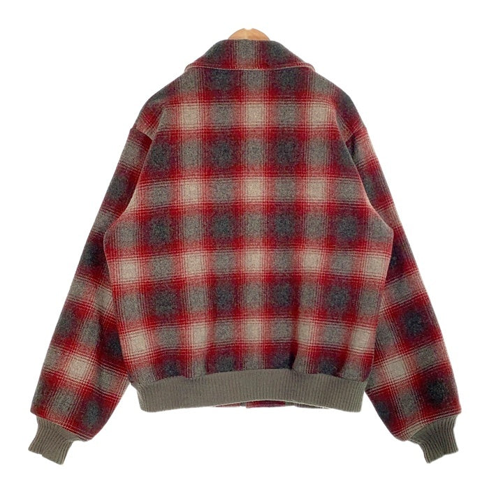 70`s PENDLETON ペンドルトン オンブレチェック  ウールジップアップジャケット レッド USA製 Size M 福生店